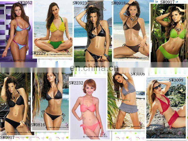 Sexy lace bikini with halter bra and miniskirts beach wear