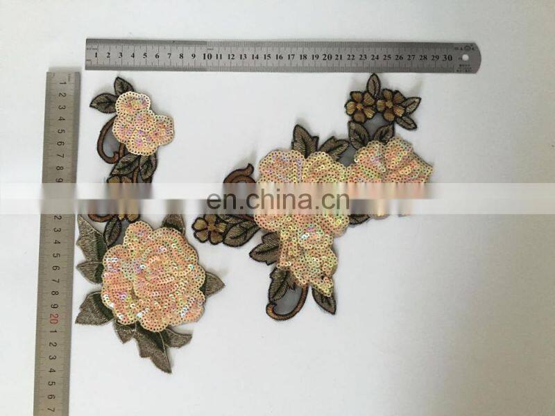 top fashion Sew on 3D Sequin beads logo letter patches