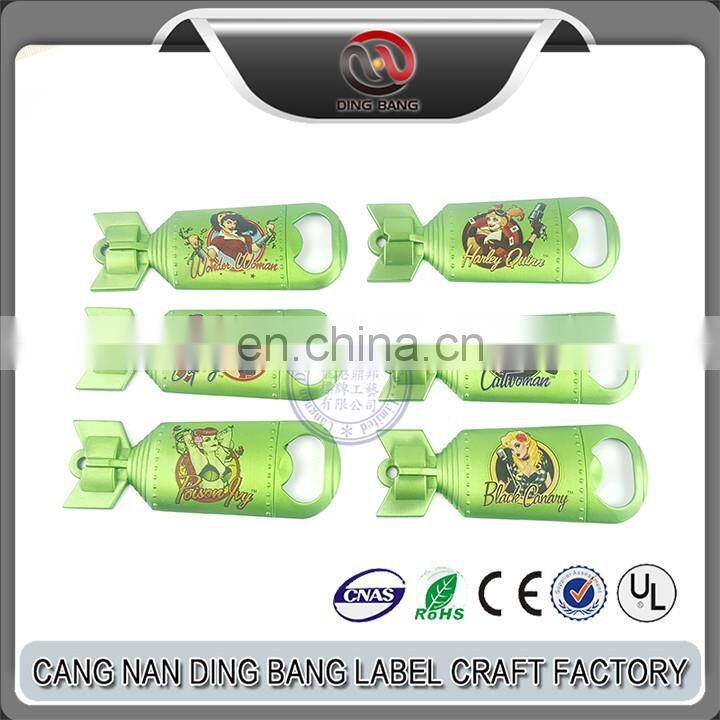 OEM Wholesale Mold Available Advertising Gifts Custom Sublimation Superman Figure E-coating Metal Green Bomb Bottle Opener