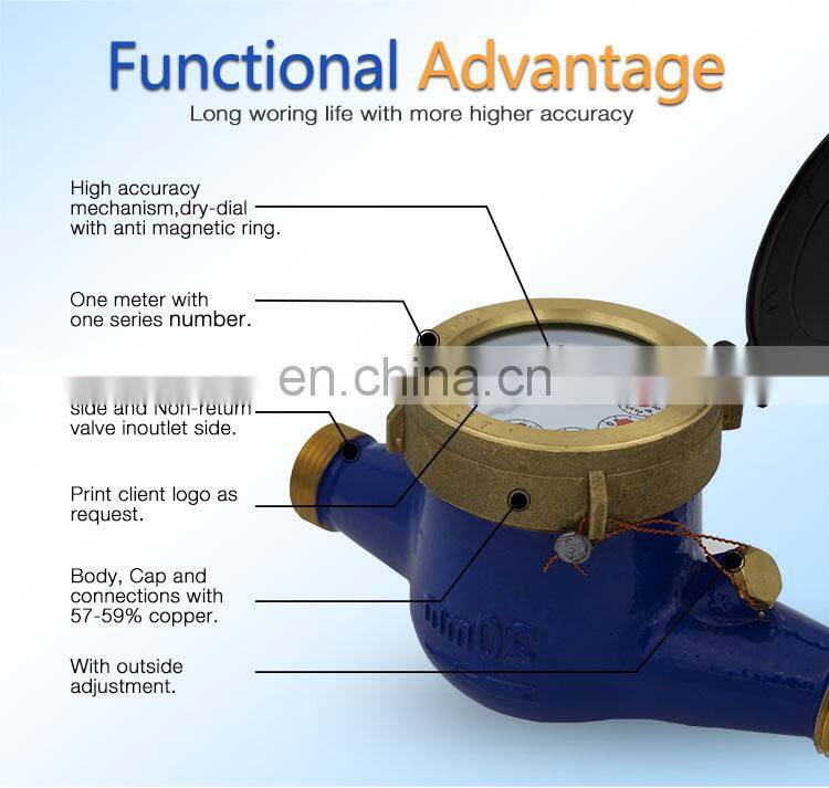 DN 15 multi-jet dry Vertical brass B pulse output water meter