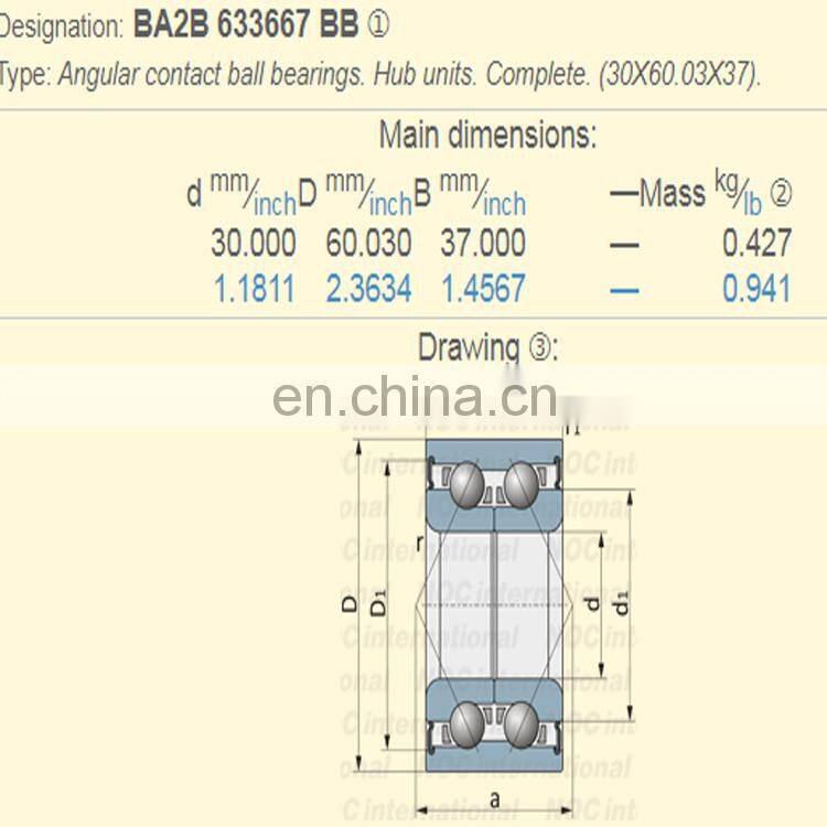 wheel  HUB bearing BA2B 633667 BB  bearing with size 30X60.3X37mm made in italy