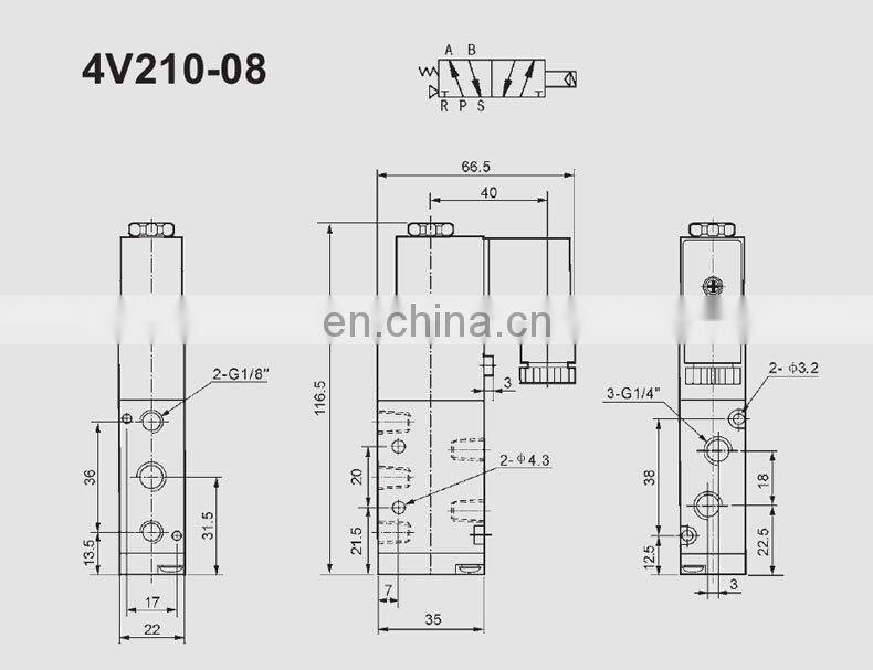 Single coil alloy material 3v210-08 pneumatic solenoid valve