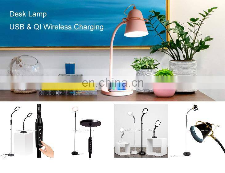 Soft daylight dimmable led desk lamp wireless charging usb color changing table lamp for bedroom office home reading