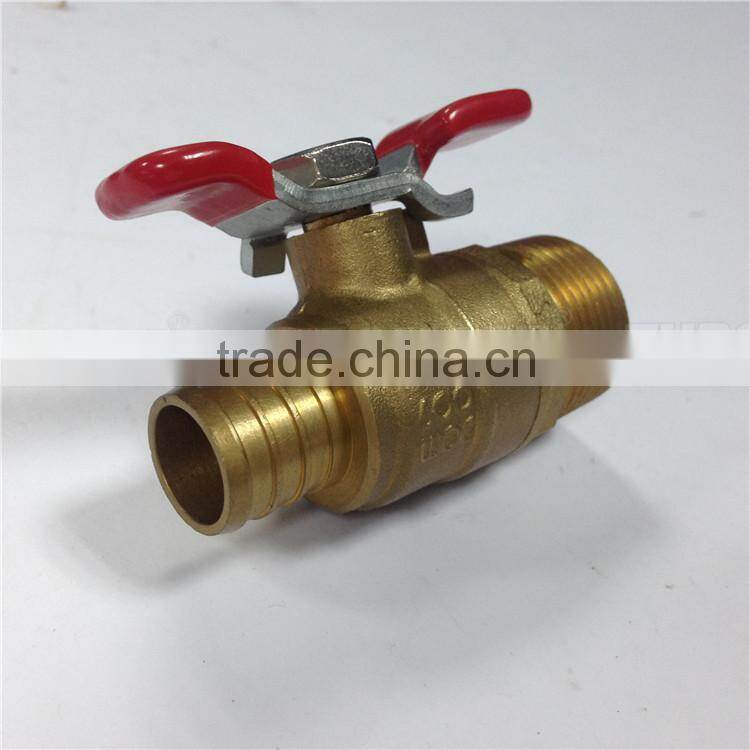 Trade assurance 3/4" butterfly handle forged brass male ball valve for heater system
