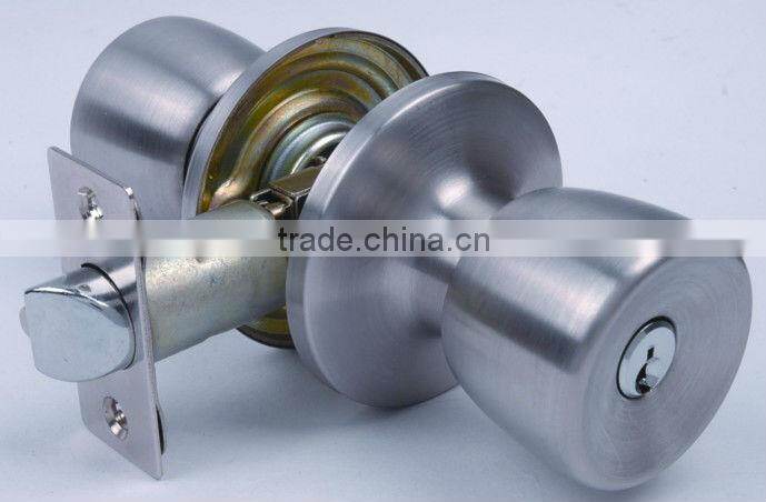 6101SS-ET:ANSI Grade 3 Tubular 304SS Knob Lock with Brass cylinder