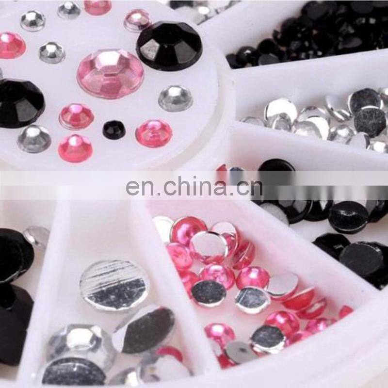 3D Nail Art Tips Gems 3 Colors Crystal Glitter Rhinestone DIY Decoration 1 Wheel