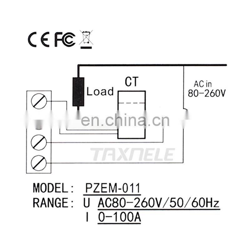 AC Single Phase Digital Electric Power Meter Wattmeter 80-260VAC 100A Khw Energy Meter with CT coil Multimeter Ammeter Voltmeter