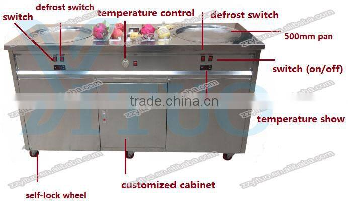 New Design Popular Double Plat pans Ice Cream Cold Plate Machine