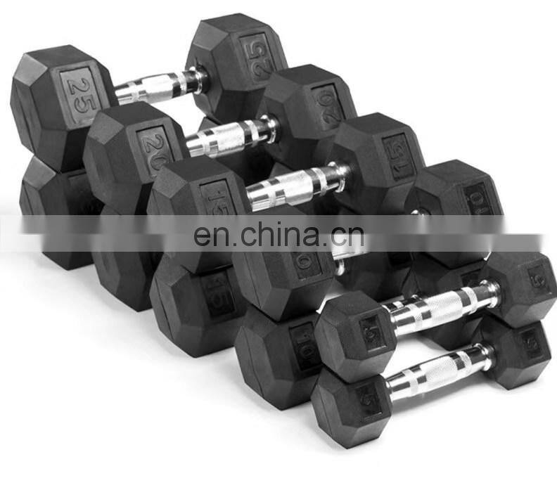 Hexagon dumbbell men's home gym rubberized pure iron fixed Yaling heavy weight training arm dumbbell rack