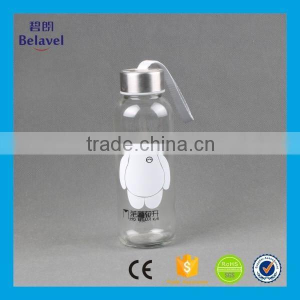 Bulk cheap 10oz 300ml glass water bottle with cap clear glass drinking bottle