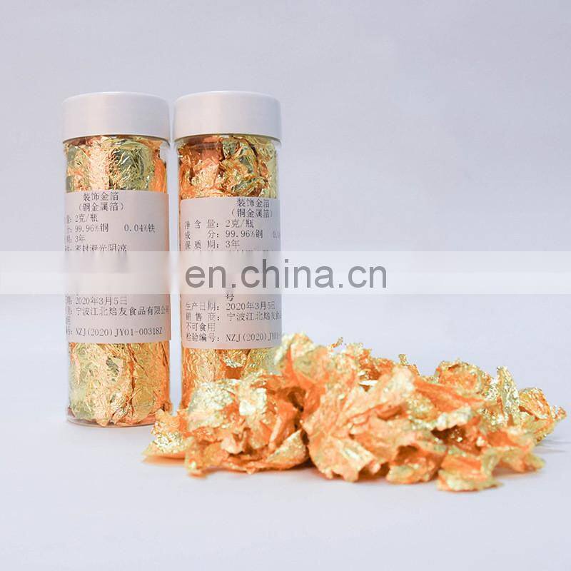 1PCS Edible Grade Genuine Gold Leaf Schabin Flakes 2g 24K Gold Decorative Dishes Chef Art for Cake Decorating Chocolate