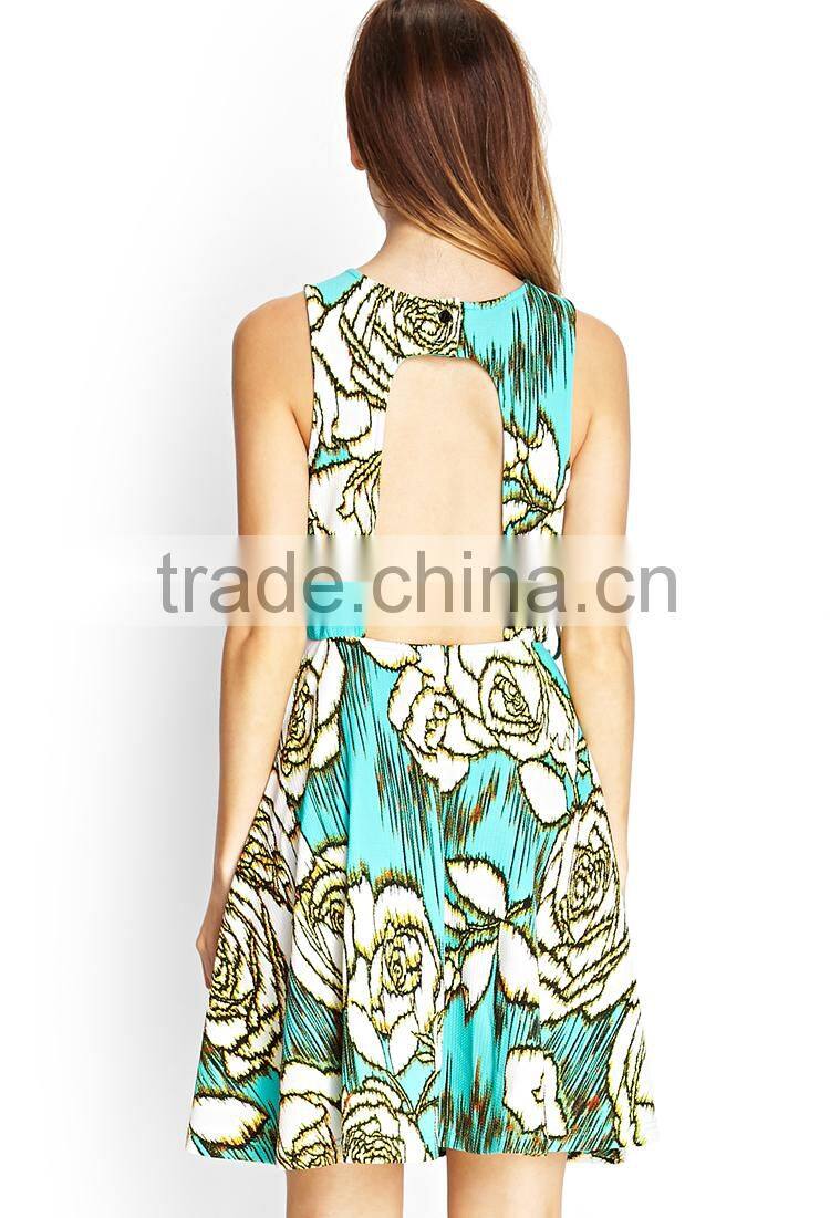 2015 china manufacturer customized the latest design rose skater elegant dress