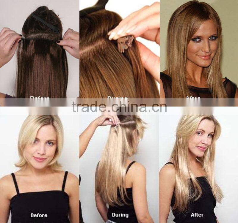 Brazilian 100% remy human hair pieces,clip-in hair extension