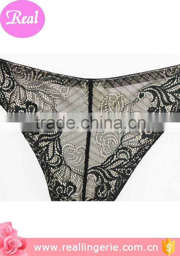 high quality embroid sexy black women g-string underwear
