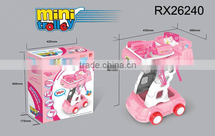 Food trolley toy supermarket kids shopping cart toy