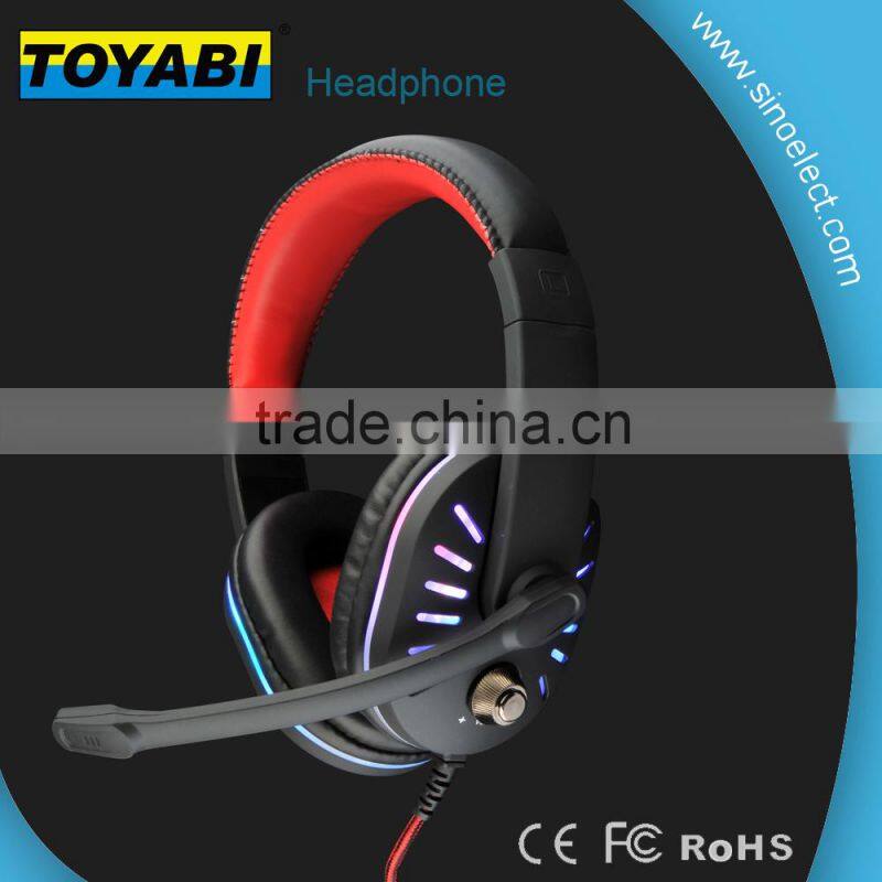 Super Bass Volumn control Gaming Games Headsets Light Up Headphone Earphone with LED Lights with Micro