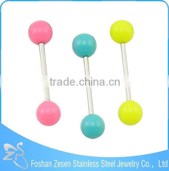Flashing Color Double Balls Barbell Piercing Pearl Tongue Ring