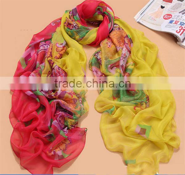 2015 fashion silk chiffon colorful printinf scarf for women