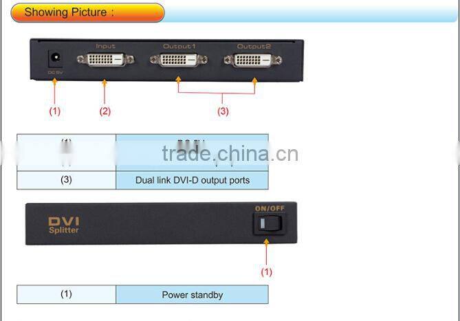 Manufacturer 2 Port DVI-D DVI Splitter 1x2 with 4K Dual-link
