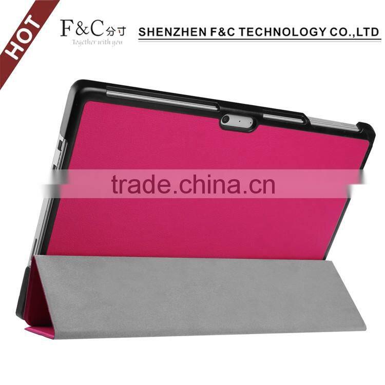 PREMIUM RED 3 FOLDING PU LEATHER CASE FOR MICROSOFT SURFACE PRO 4 SMART STAND COVER