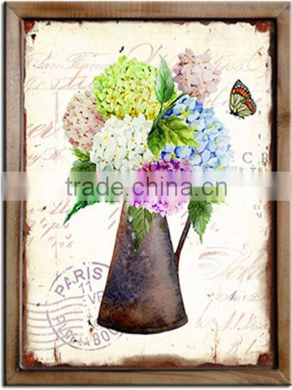 Red flowers decorative stamp printing wall picture