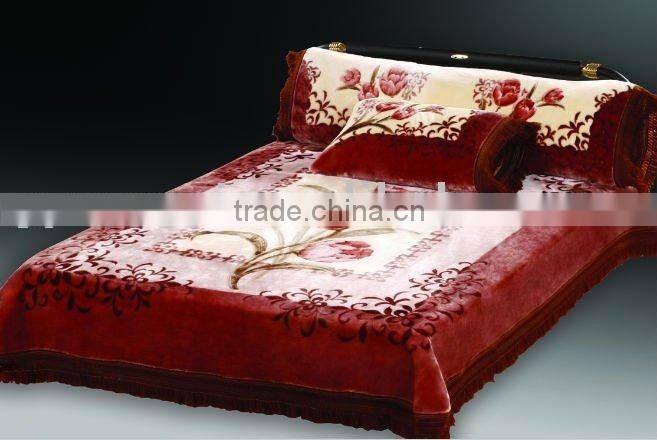 100% polyester Printed and mink 4pcs blanket set
