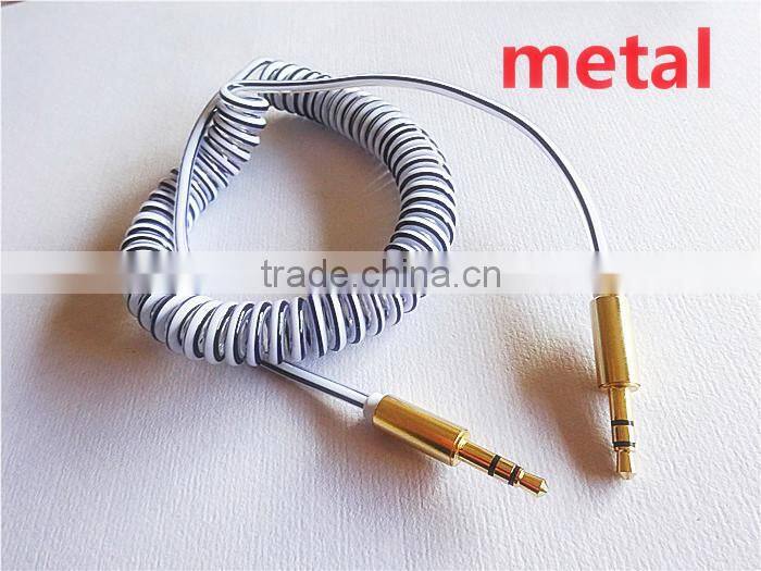 wholesale audio /DC3.5MM transparent spring cable with metal connector