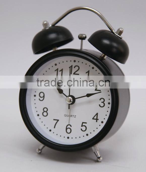 4.5" twin bell alarm clock, quartz analog table alarm clock, belling desk clock,