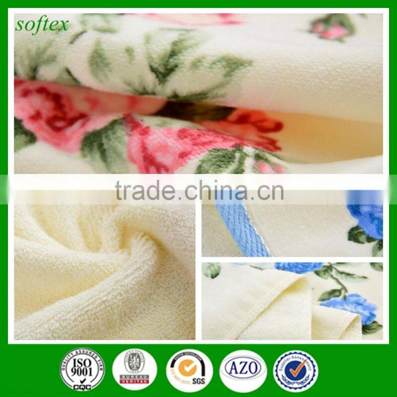 wholesale 100g oem cotton flowers Peony printed velour towels