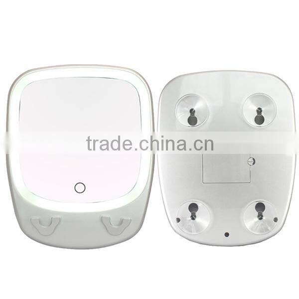 Stick on wall fogless shower mirror shaving mirror , 3x magnifying lighted bathroom wall mirror