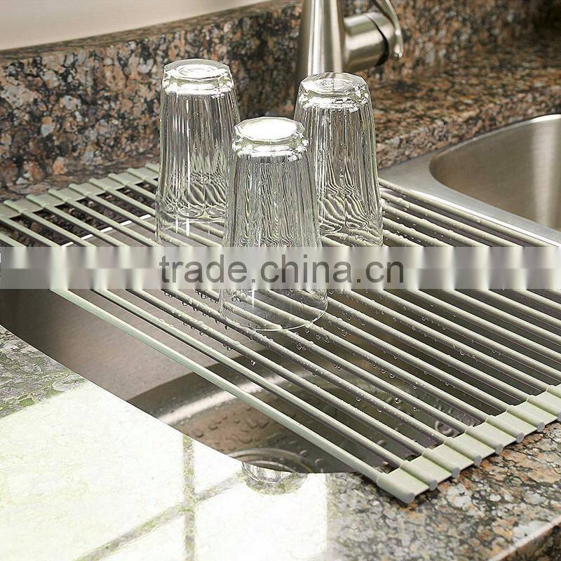 Roll Up Drying Rack Large Stainless Steel Dish Drainer