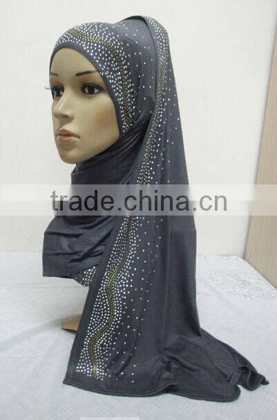 JL054 latest cotton jersey scarf with rhinestones,muslim hijab scarf