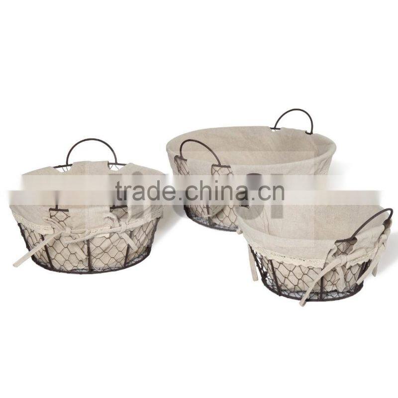 Metal Wire Storage Basket With Liner, Storage Use And Wire Metal Type Wire Lined Basket