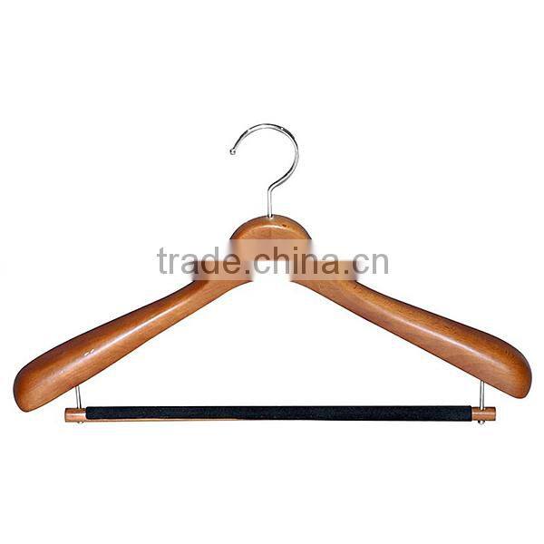 Professional standard wood clothes hanger with locking bar