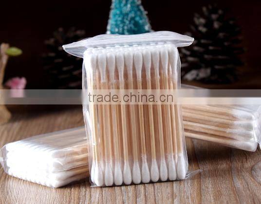 50pcs Double Ends Brich Wood Stick Cutton Disposable Beauty Clean Makeup Swabs