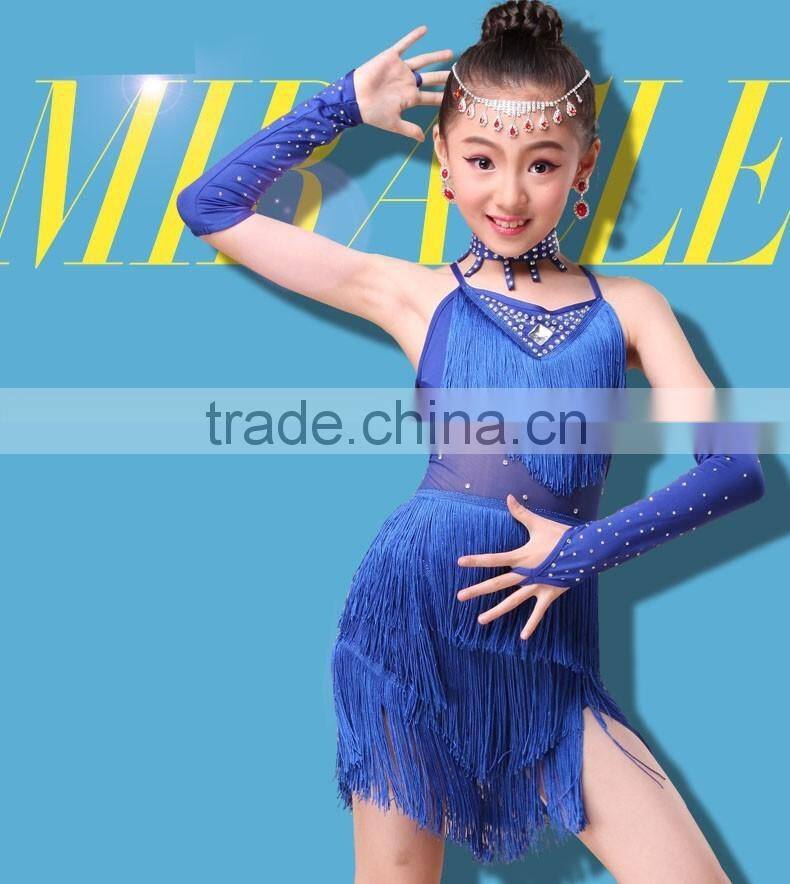 2016 High quality XXL plus size sexy girls latin dance costumes cheap children latin fringe dress on sale