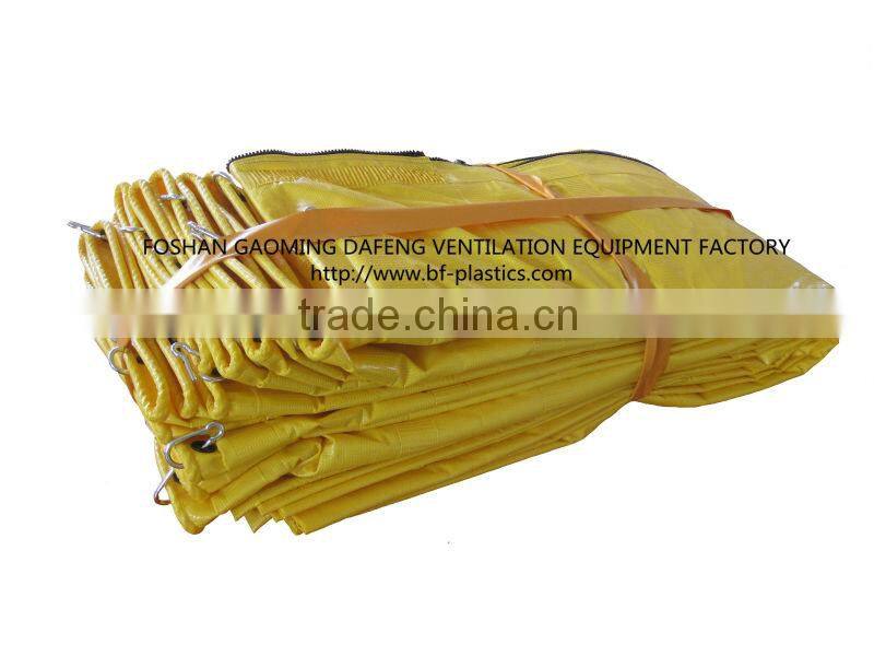 680GSM fire resistant yellow strong PVC tunnel vent duct with snap hooks