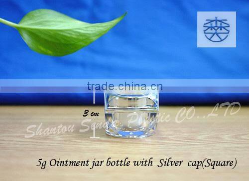 Hot sale acrylic cream Jar bottle,Fancy sliver 5g cosmetic jars and bottles