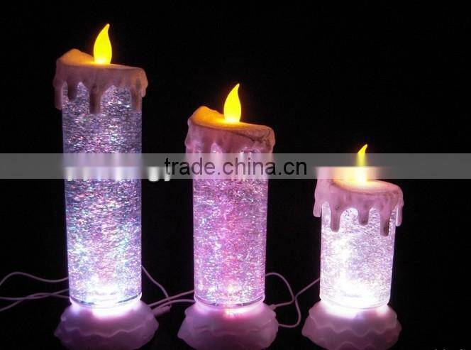 led water glitter christmas candle light led chrismtas light