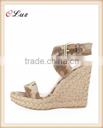 OS18 Summer Sandals fabric cover Wedges rubber outsole Strap Buckle Ankle Strap Pumps Shoes summer collection