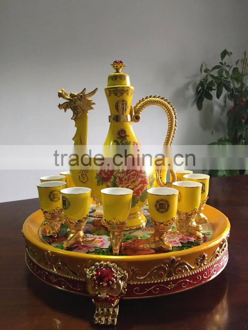 12 zodiac yellow ceramic wine cups,artistic ceramic cup
