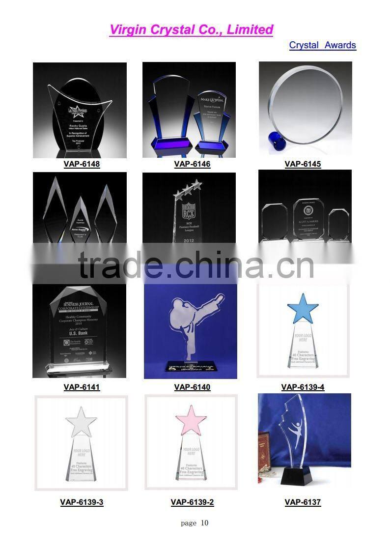 Blank Mixed Colored Crystal Plaque Awards for Novelty Gift