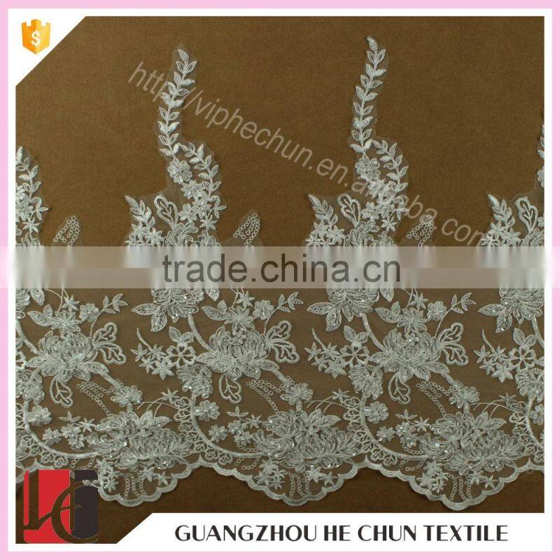 HC-2415-1 Hechun Hot Design Handmade Embroided Flat Lace Bridal Trim