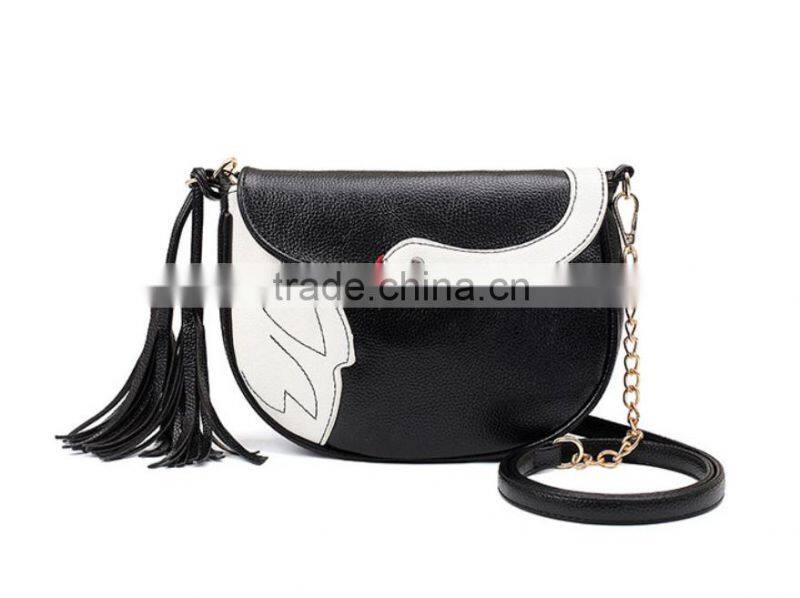 2016 new arrival handbag fashion swan pattern shoulder bag high quality PU handbag