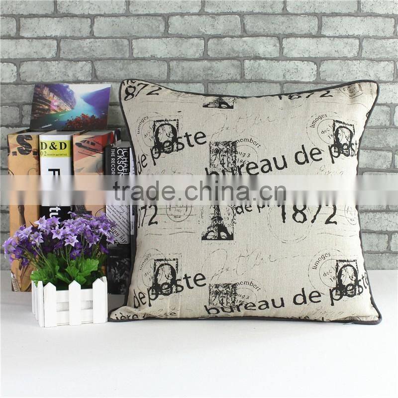 hot style mediterranean style English printing Eiffel Towe cushion cover Cloth art household cotton and linen hold pillow