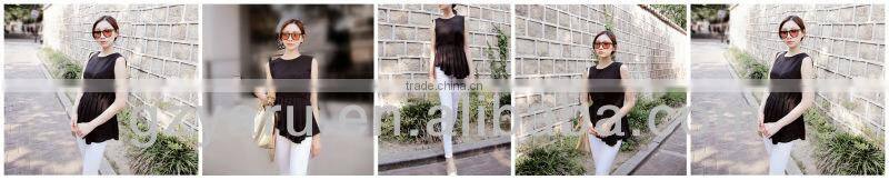 Han edition cultivate one's morality round collar irregular pleated hem chiffon unlined upper garment