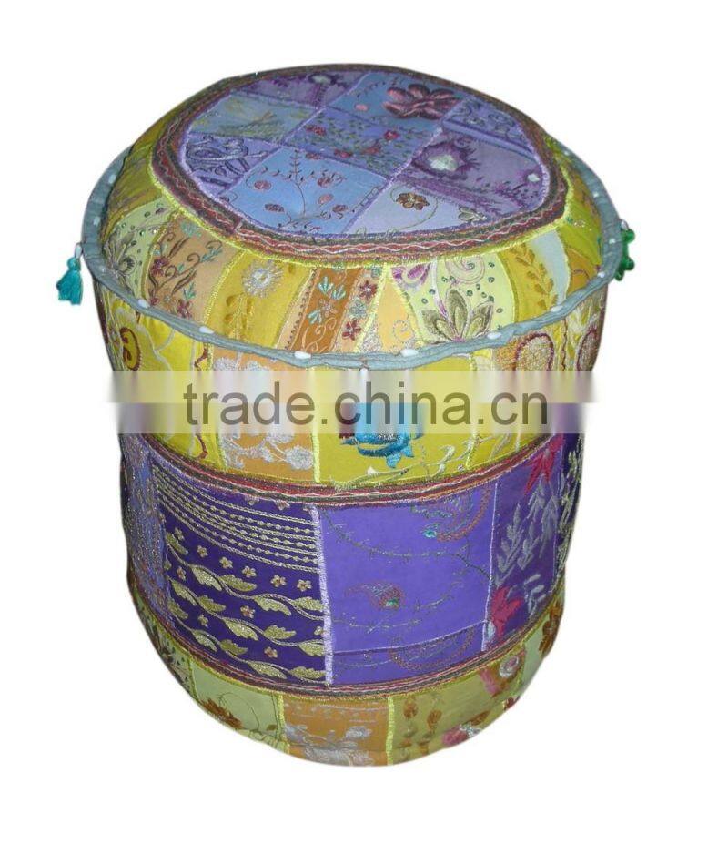 ARTHPF-9 Stool Type Round Patchwork Home Furnishing khambadia work LIving Room embroidered Poufs and ottomans Modern Designer