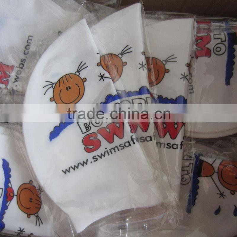 Fashionable Best Quality adult or kid size customized logo printing waterproof silicone swimming cap