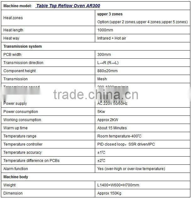 Reflow Oven AR300/Good reputation automatic reflow oven,full hot air convection reflow oven, led reflow soldering machine