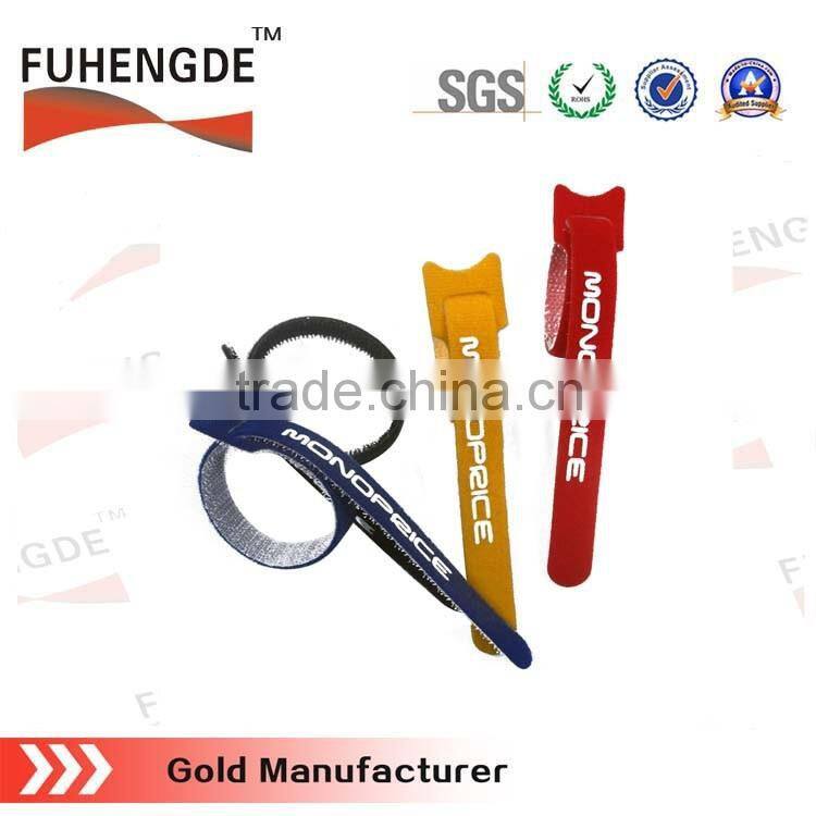 Colorful back to back T shape magic tape cable ties